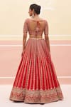 Shop_Angad Singh_Red Raw Silk Embroidered Zardozi Leaf Striped Bridal Lehenga Set _at_Aza_Fashions
