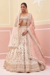 Buy_Angad Singh_Ivory Raw Silk Embroidered Zardozi Broad And Thread Bridal Lehenga Set  _at_Aza_Fashions