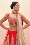 Buy_Angad Singh_Red Raw Silk Embroidered Zardozi Vintage Pattern Bridal Lehenga Set _Online_at_Aza_Fashions