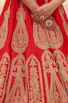 Buy_Angad Singh_Red Raw Silk Embroidered Zardozi Vintage Pattern Bridal Lehenga Set 