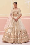 Buy_Angad Singh_Ivory Raw Silk Embroidered Zardozi Leaf Vintage Bridal Lehenga Set _at_Aza_Fashions