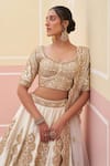 Buy_Angad Singh_Ivory Raw Silk Embroidered Zardozi Leaf Vintage Bridal Lehenga Set _Online_at_Aza_Fashions