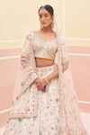 Angad Singh_Ivory Raw Silk Embroidered Zardozi Floral Thread Bridal Lehenga Set _Online_at_Aza_Fashions