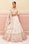Buy_Angad Singh_Ivory Raw Silk Embroidered Zardozi Floral Thread Bridal Lehenga Set _Online_at_Aza_Fashions