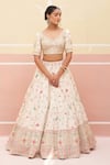 Buy_Angad Singh_Ivory Raw Silk Embroidered Zardozi Floral Thread Bridal Lehenga Set 