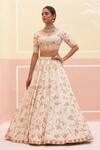 Angad Singh_Ivory Raw Silk Embroidered Zardozi Floral Jaal Bridal Lehenga Set _at_Aza_Fashions