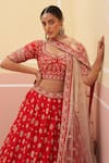Shop_Angad Singh_Red Raw Silk Embroidered Zardozi Floral Pattern Bridal Lehenga Set _Online_at_Aza_Fashions