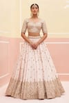 Shop_Angad Singh_Ivory Raw Silk Embroidered Zardozi Floral Mughal Bridal Lehenga Set _Online_at_Aza_Fashions