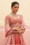 Buy_Angad Singh_Red Raw Silk Embroidered Vintage Stripe Pattern Bridal Lehenga Set _Online_at_Aza_Fashions