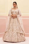 Buy_Angad Singh_Pink Raw Silk Embroidered Zardozi Vintage Jaal Bridal Lehenga Set _at_Aza_Fashions