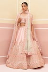 Buy_Angad Singh_Pink Raw Silk Embroidered Zardozi Thread And Sequin Bridal Lehenga Set  _at_Aza_Fashions