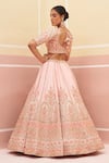 Shop_Angad Singh_Pink Raw Silk Embroidered Zardozi Thread And Sequin Bridal Lehenga Set  _at_Aza_Fashions