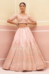 Shop_Angad Singh_Pink Raw Silk Embroidered Zardozi Thread And Sequin Bridal Lehenga Set  _Online_at_Aza_Fashions