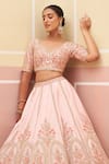 Angad Singh_Pink Raw Silk Embroidered Zardozi Thread And Sequin Bridal Lehenga Set  _at_Aza_Fashions