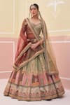 Buy_Angad Singh_Green Raw Silk Embroidered Velvet And Zardozi Bridal Lehenga Set _at_Aza_Fashions