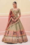 Angad Singh_Green Raw Silk Embroidered Velvet And Zardozi Bridal Lehenga Set _Online_at_Aza_Fashions