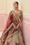 Angad Singh_Green Raw Silk Embroidered Velvet And Zardozi Bridal Lehenga Set _at_Aza_Fashions