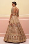 Shop_Angad Singh_Pink Embroidered Applique Mughal Bridal Lehenga Set  _at_Aza_Fashions