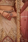 Buy_Angad Singh_Pink Embroidered Applique Broad V Mughal Bridal Lehenga Set _Online_at_Aza_Fashions