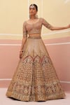 Angad Singh_Pink Embroidered Applique Mughal Bridal Lehenga Set  _at_Aza_Fashions