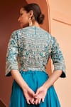 Shop_Osaa by Adarsh_Green Mulberry Silk Embroidery Zardozi Floral Bloom Top With Skirt  _at_Aza_Fashions