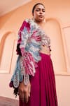 Buy_Osaa by Adarsh_Purple Mulberry Silk Embroidery Zardozi Feather Jacket Skirt Set _Online_at_Aza_Fashions