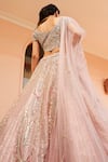 Shop_Osaa by Adarsh_Pink Organza Embroidery Zardozi Broad Aari And Dori Bridal Lehenga Set  _at_Aza_Fashions