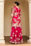 Shop_Osaa by Adarsh_Pink Mulberry Silk Embroidery Zardozi Round Floral Kurta Sharara Set  _at_Aza_Fashions