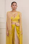 Miku Kumar_Yellow Georgette Embroidery Syra Geometric Cape Dhoti Skirt Set  _Online_at_Aza_Fashions