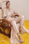 Buy_Miku Kumar_Ivory Silk Embroidery Sequin Keyhole Tahira Stripe Jacket Pant Set _Online_at_Aza_Fashions
