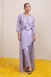 Buy_Miku Kumar_Purple Silk Embroidery Sequin Rafia Stripe Pattern Jacket Pant Set _at_Aza_Fashions