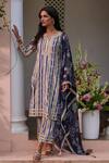 Buy_Mulmul_Blue 100% Pure Mulmul Printed Striped Avasa Kurta Set With Dupatta _at_Aza_Fashions