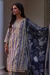 Buy_Mulmul_Blue 100% Pure Mulmul Printed Striped Avasa Kurta Set With Dupatta _Online_at_Aza_Fashions