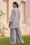 Shop_Mulmul_Grey 100% Pure Mulmul Ditsa Work Kurta Set With Saha Dupatta _at_Aza_Fashions