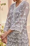 Shop_Mulmul_Grey 100% Pure Mulmul Ditsa Work Kurta Set With Saha Dupatta _Online_at_Aza_Fashions