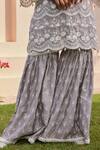 Mulmul_Grey 100% Pure Mulmul Ditsa Work Kurta Set With Saha Dupatta _at_Aza_Fashions