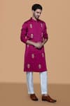 Buy_Sanjev Marwaaha_Magenta Modal Embroidered Zardozi Kurta With Pant _Online_at_Aza_Fashions