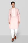 Buy_Sanjev Marwaaha_Peach Cotton Silk Embellished 3d Applique Kurta With Pant _at_Aza_Fashions