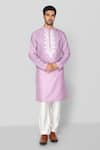 Buy_Sanjev Marwaaha_Purple Cotton Silk Embellished 3d Applique Floral Kurta With Pant _at_Aza_Fashions