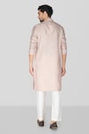 Shop_Sanjev Marwaaha_Pink Cotton Silk Embroidered Thread Geometric Placket Kurta With Pant_at_Aza_Fashions