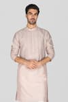Sanjev Marwaaha_Pink Cotton Silk Embroidered Thread Geometric Placket Kurta With Pant_Online_at_Aza_Fashions