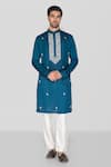 Buy_Sanjev Marwaaha_Blue Jennifer Silk Embroidered Thread Paisley Kurta With Pant _at_Aza_Fashions