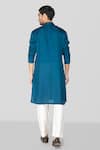 Shop_Sanjev Marwaaha_Blue Jennifer Silk Embroidered Thread Floral Placket Kurta With Pant _at_Aza_Fashions