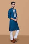 Shop_Sanjev Marwaaha_Blue Jennifer Silk Embroidered Thread Floral Placket Kurta With Pant _Online_at_Aza_Fashions