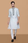 Buy_Sanjev Marwaaha_Ivory Jennifer Silk Embellished Crystal Handblock Print Kurta With Pant _at_Aza_Fashions