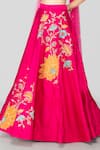 Buy_Sanjev Marwaaha_Pink Art Silk Embroidered Floral Organza Applique And Zardozi Work Lehenga Set _Online_at_Aza_Fashions