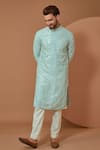 Buy_Kasbah_Blue Silk Mirrors, Embroidery Kurta And Pant Set _at_Aza_Fashions