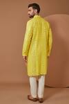 Shop_Kasbah_Yellow Silk Mirrors, Embroidery Thread Kurta And Pant Set _at_Aza_Fashions
