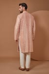 Shop_Kasbah_Peach Silk Embroidered Thread Kurta And Pant Set _at_Aza_Fashions