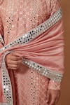 Kasbah_Peach Silk Embroidered Thread Kurta And Pant Set _at_Aza_Fashions